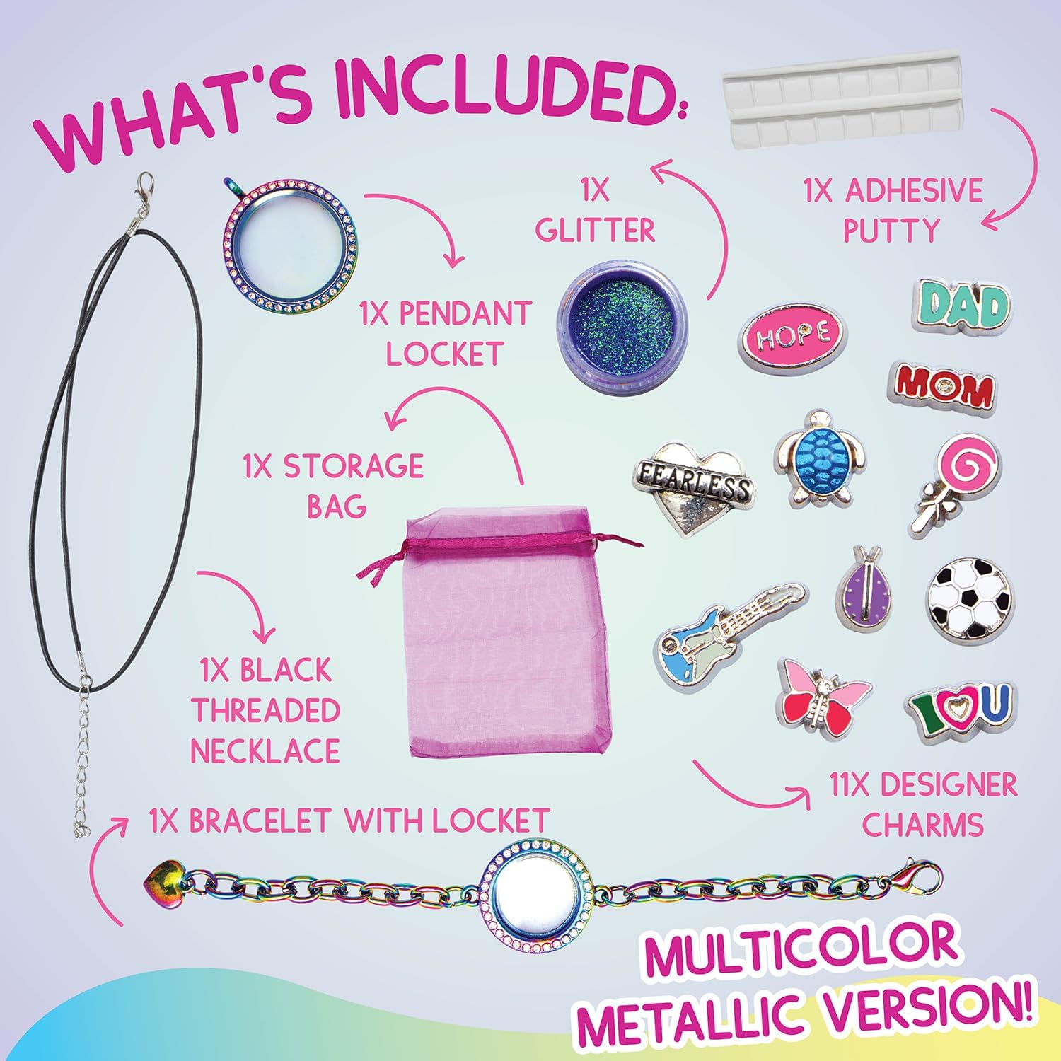 PURPLE LADYBUG CharmWow – Kit de fabricación de joyas para niños, manualidades divertidas para niñas de 4 a 8 años y gran regalo de cumpleaños para