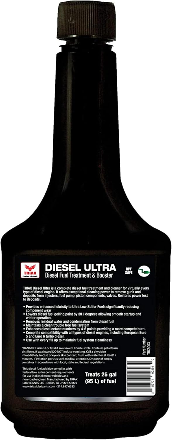 Triax Tratamiento y limpiador Diesel Ultra Fuel para aumentar la lubricidad de combustible, refuerzo MPG, limpieza completa de diésel, tratamiento