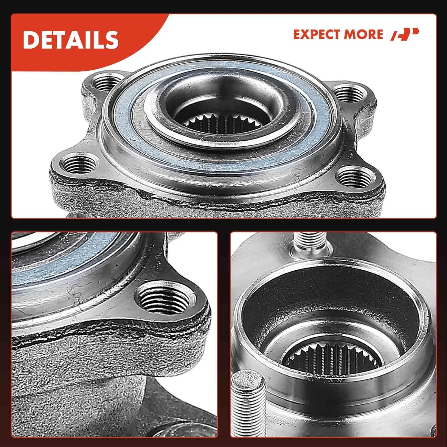 A-Premium Buje de rueda trasera y conjunto de rodamientos compatible con Infiniti EX35 EX37 FX35 FX37 G35 M56 M45 Nissan 370Z izquierda y derecha