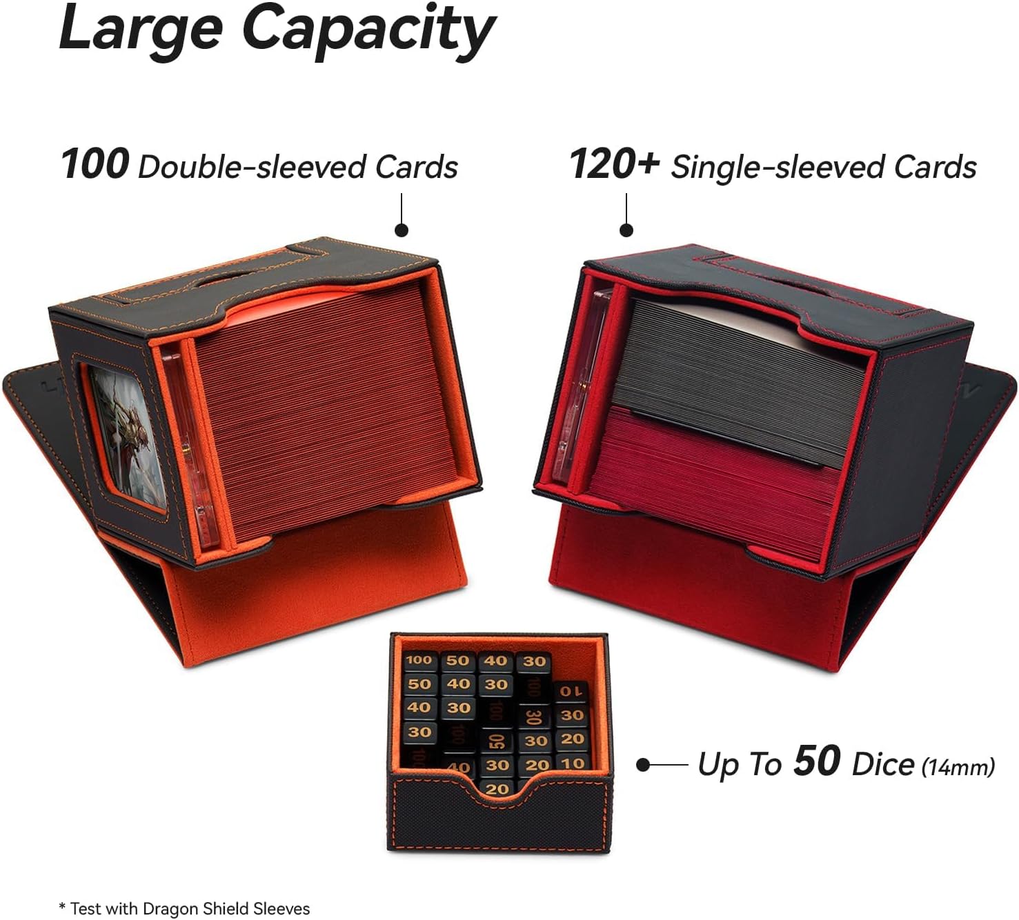 Caja de cartas para MTG Commander, diseño patentado, pantalla Commander, se adapta a 100 tarjetas de doble manga, ladrillo de tarjetas de 35 puntos