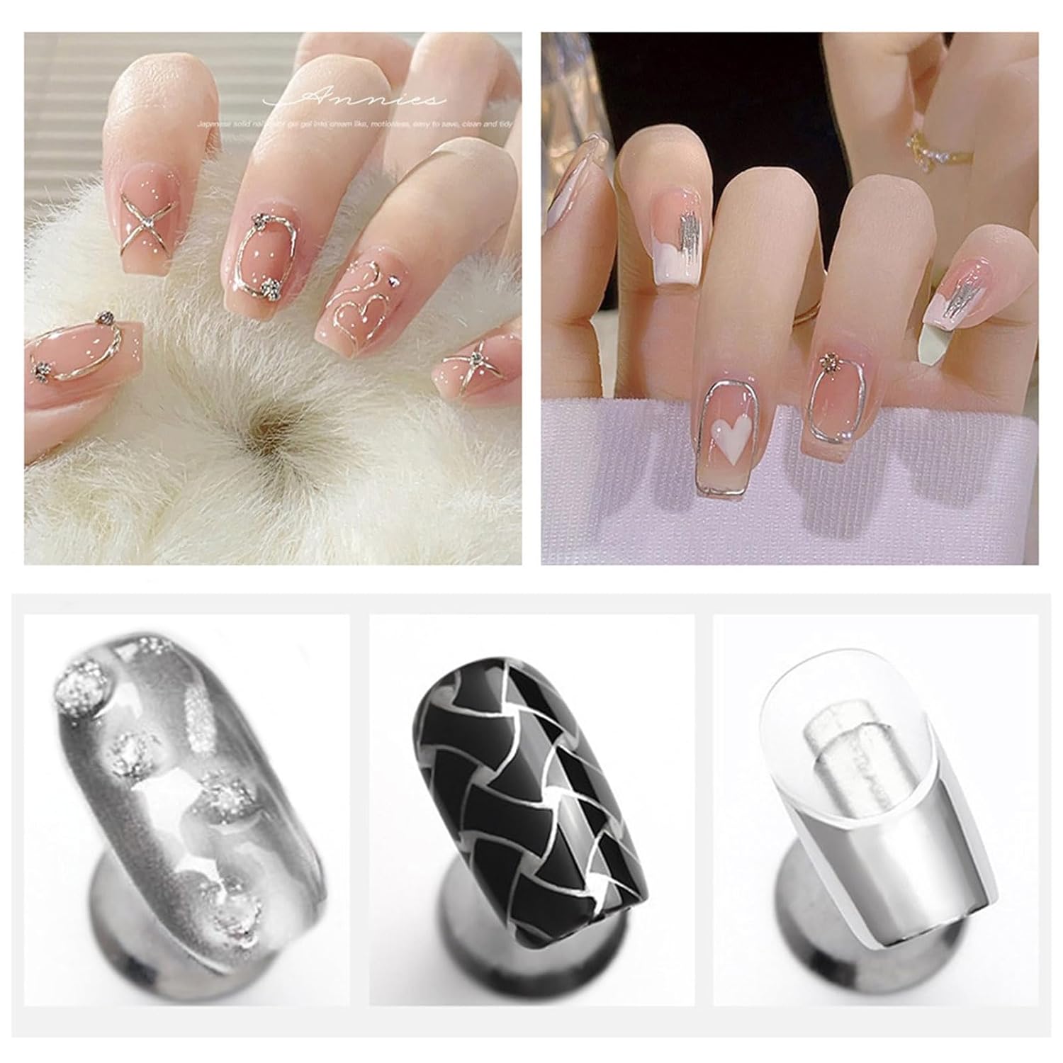 Esmalte de uñas de gel de pintura metálica con espejo metálico, pintura plateada, esmalte de gel de dibujo, arte de uñas, brillo de metal 3D, para