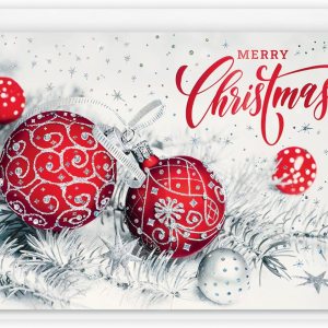 The Gallery Collection, Paquete de 25 tarjetas, tarjetas de Navidad con sobres forrados de aluminio (adornos de abeto plateado), para negocios o The Gallery Collection, Paquete de 25 tarjetas, tarjetas de Navidad con sobres forrados de aluminio (adornos de abeto plateado), para negocios o