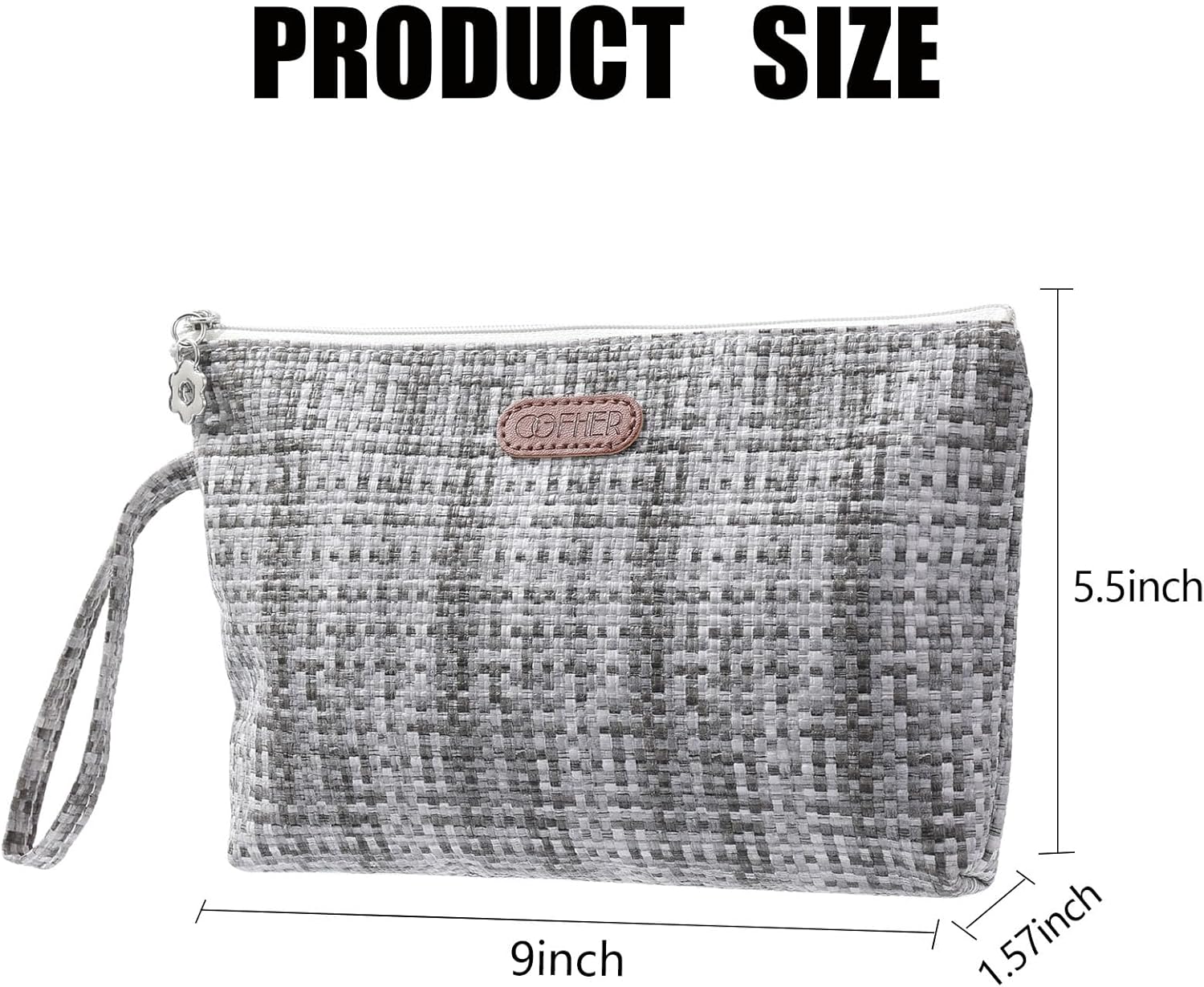 SEAMOON Pequeña bolsa de cosméticos, bolsa de maquillaje de viaje, bolso estético de maquillaje, bolsa de cuero de patrón tejido colorido, bolsa de
