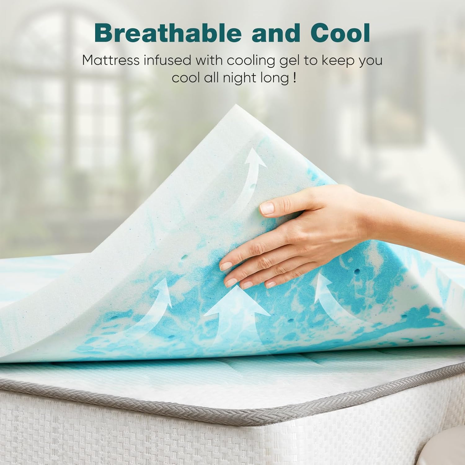 SMUG Cubrecolchón de espuma viscoelástica, 3 pulgadas de grosor con infusión de gel para cama matrimonial, sofá cama, caravana, caravana,