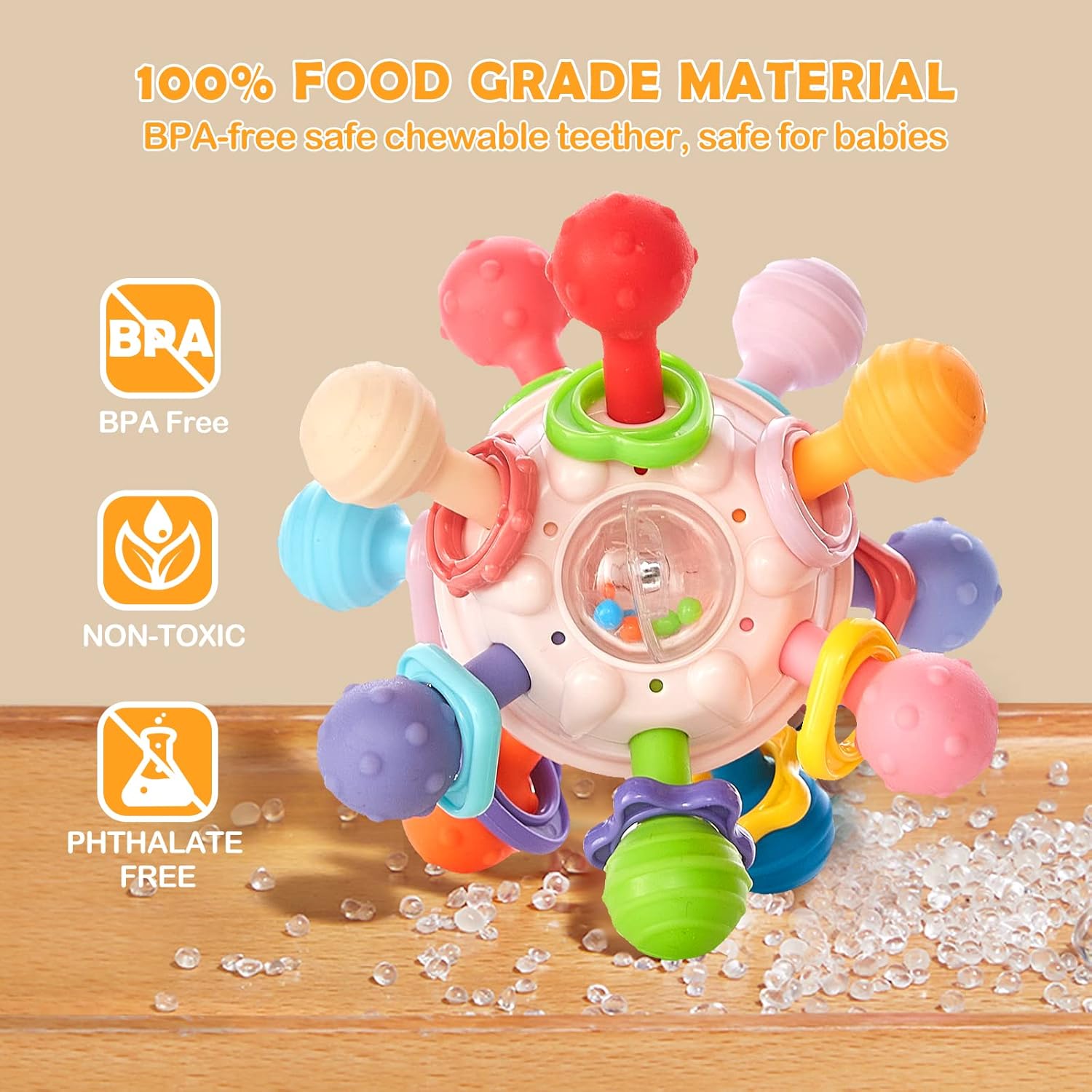 Juguetes sensoriales para la dentición para bebés, mordedores Montessori, regalos para recién nacidos para bebés, niños y niñas de 0, 3, 6, 9, 12,