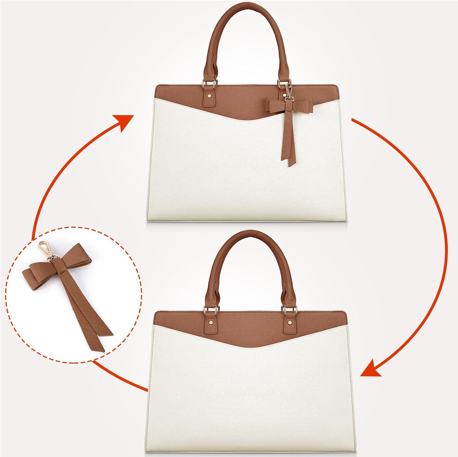 RAINSMORE Bolsa para laptop para mujer, 15.6 pulgadas, piel sintética, bolsa de trabajo profesional, para negocios, oficina, trabajo, impermeable,