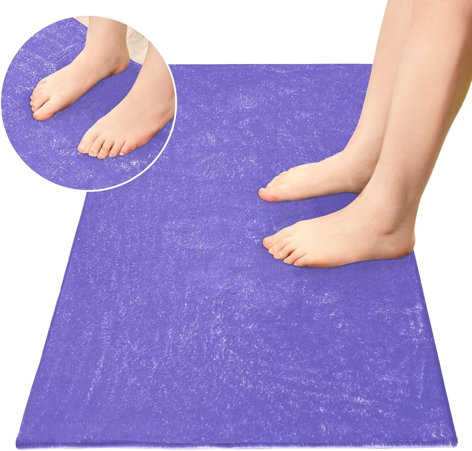 Alfombras de felpa azul pizarra para baño, parte trasera de goma antideslizante, lavable, tapete absorbente de baño, 39 x 20 pulgadas