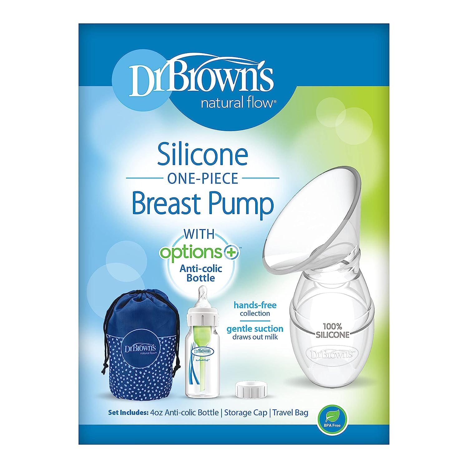 Dr. Brown’s Natural Flow MilkSPA – Calentador de leche materna y biberón con extractor de leche de silicona de una sola pieza, recogedor de leche