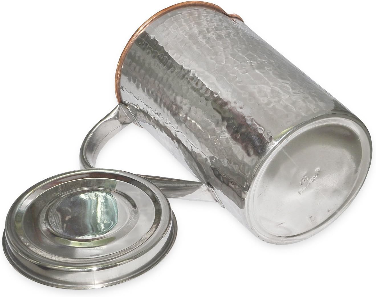 Taluka Jarra de agua de acero inoxidable de cobre (5 x 9 pulgadas aproximadamente), recipiente de almacenamiento saludable de 54 onzas para el