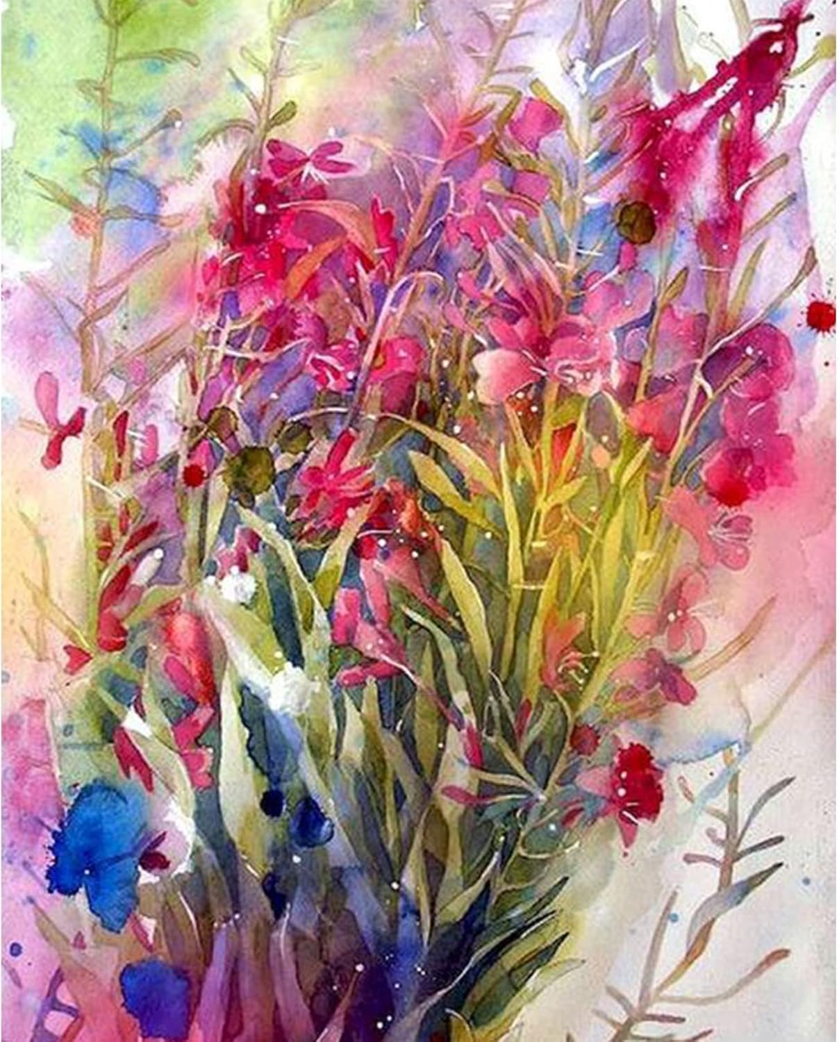 Pintura por números para adultos principiantes, flores coloridas, pintura por números sobre lienzo con pinceles y pigmento acrílico, fácil de pintar