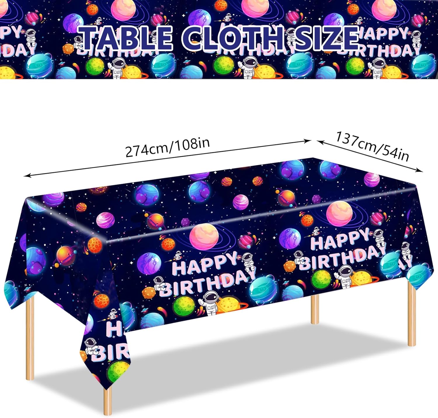 Juego de manteles rectangulares de plástico con dibujos animados de 3 piezas, 54 x 108 pulgadas, para uso en interiores y exteriores, para bodas,