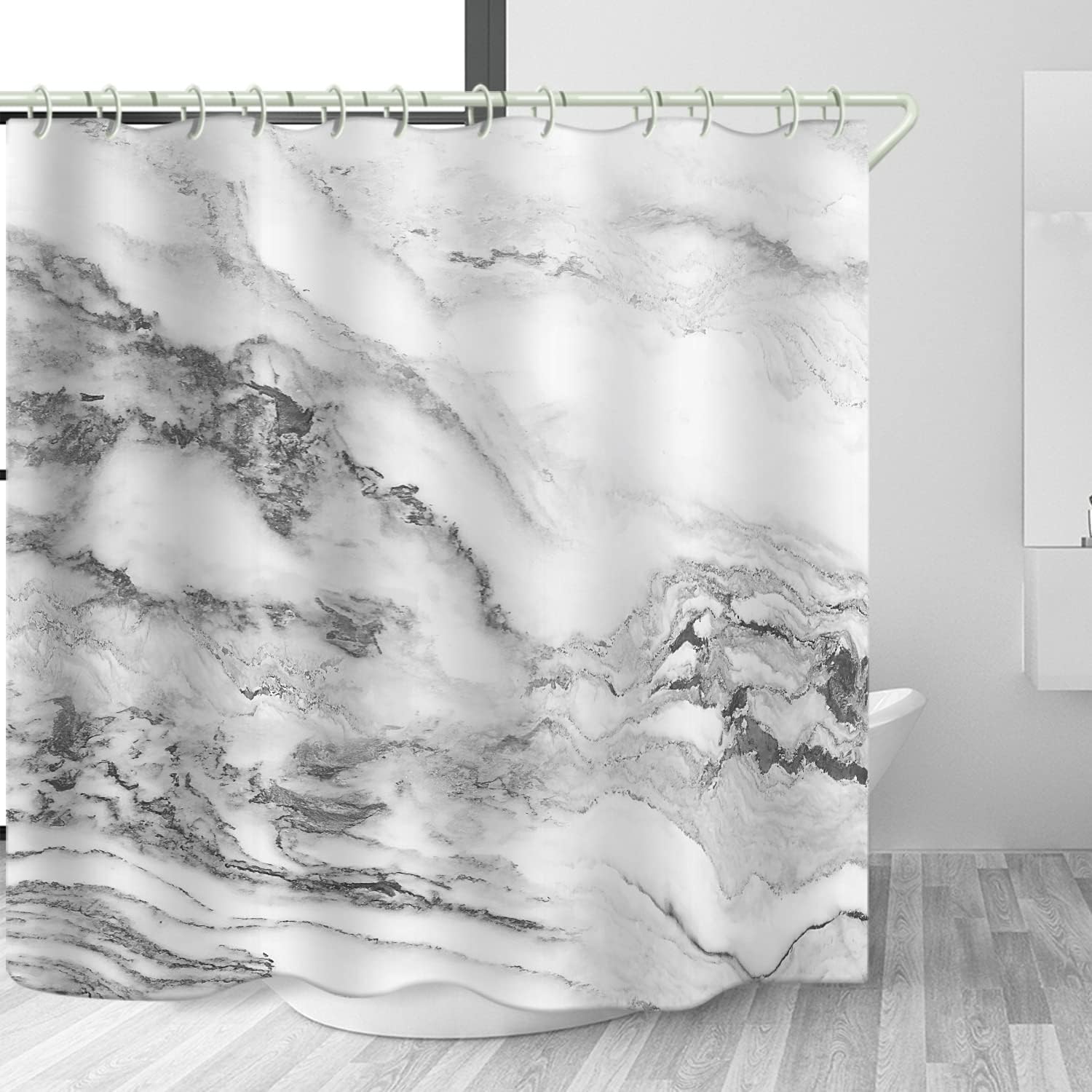 Cortina de ducha de baño 3D de mármol, cortina de ducha estándar de lujo para bañera, cortina de ducha de tela lavable impermeable, 12 ganchos