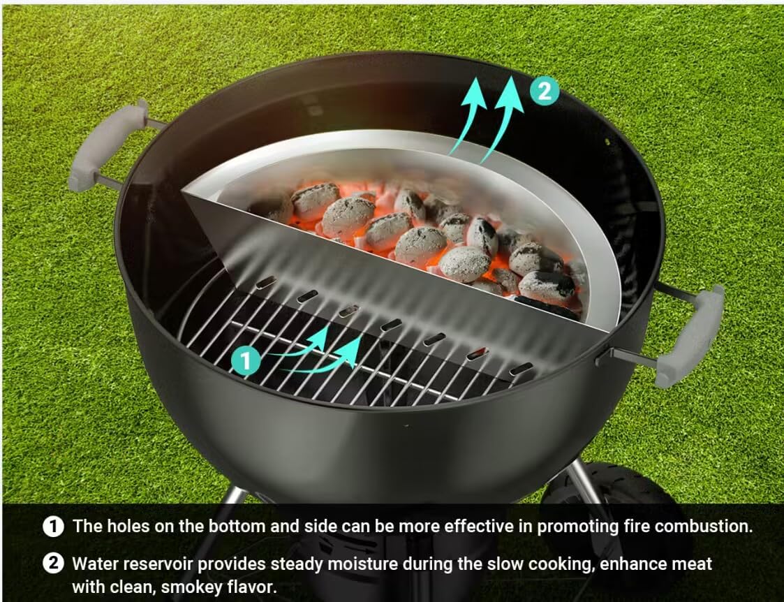 only fire Cesta de carbón de acero inoxidable mejorada para parrilla Weber de 2226 pulgadas y otras parrillas de carbón similares