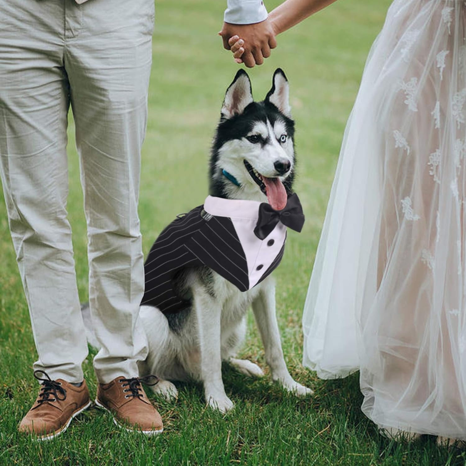IDOMIK Traje de esmoquin para perros pequeños, medianos y grandes, traje formal de esmoquin para perro con collar de corbatín desmontable y bufanda