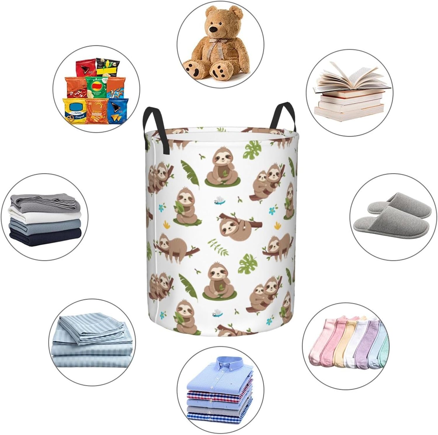 Cesto de ropa sucia grande plegable con asas, fácil de transportar, cesta de almacenamiento redonda para ropa sucia, cesta de manta para dormitorios