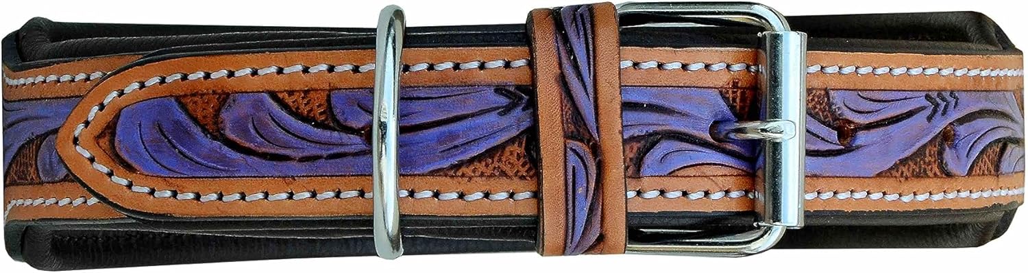 Affilare Collar de cuero para perro, estilo occidental, resistente, manual, ajustable, acolchado, suave para cachorros y perros grandes, 10AB127-M