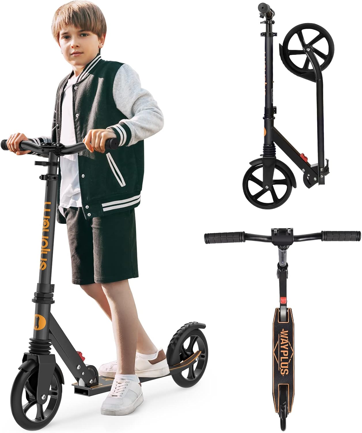 WAYPLUS Patinete para mayores de 6 años, niños, adolescentes y adultos. Carga máxima de 240 libras. Plegable, ligero, ruedas grandes de 8 pulgadas