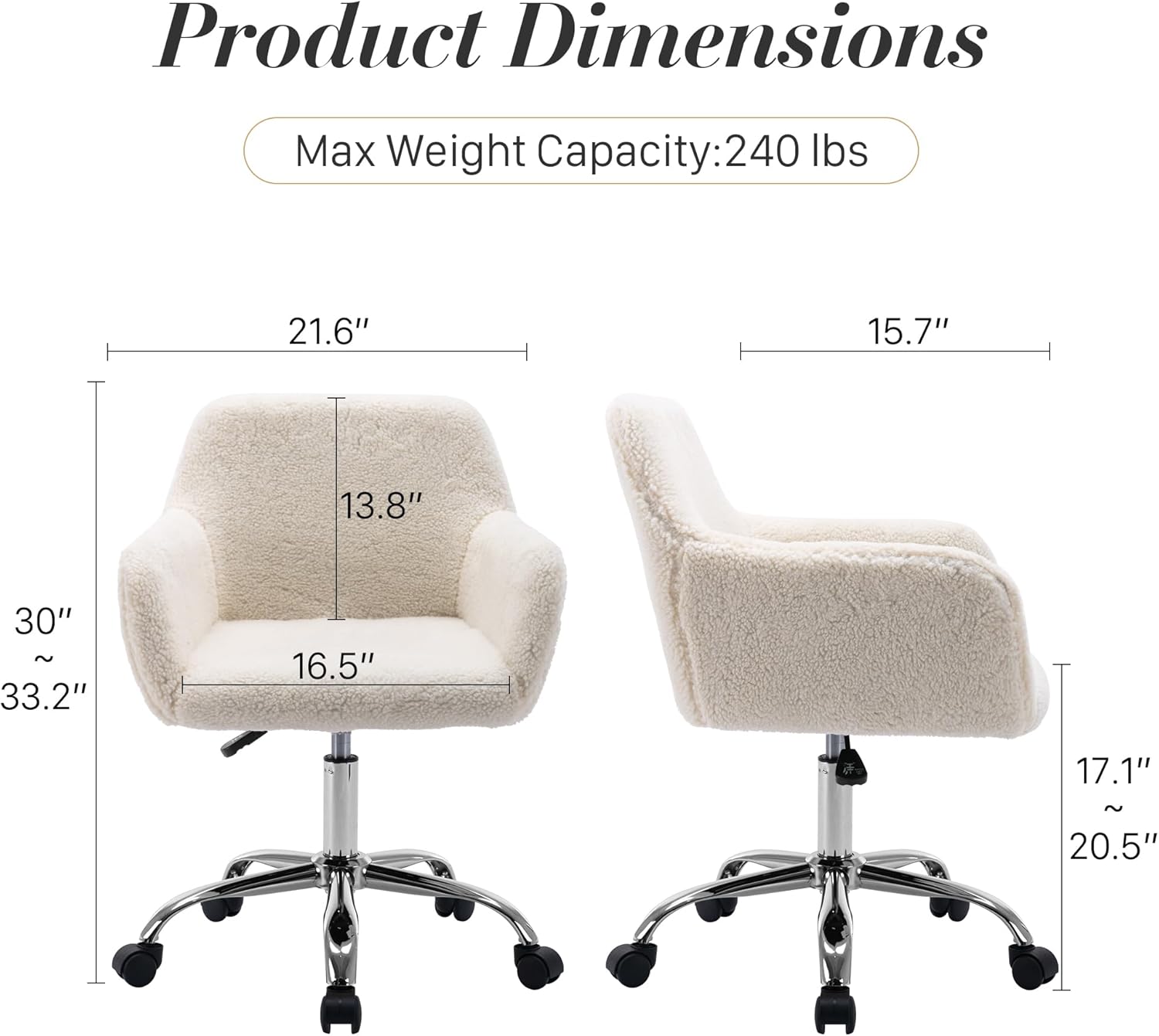 Homedraft Silla de escritorio giratoria de piel sintética de 360, sillón de oficina en casa ajustable con base plateada para adolescentes, mujeres y