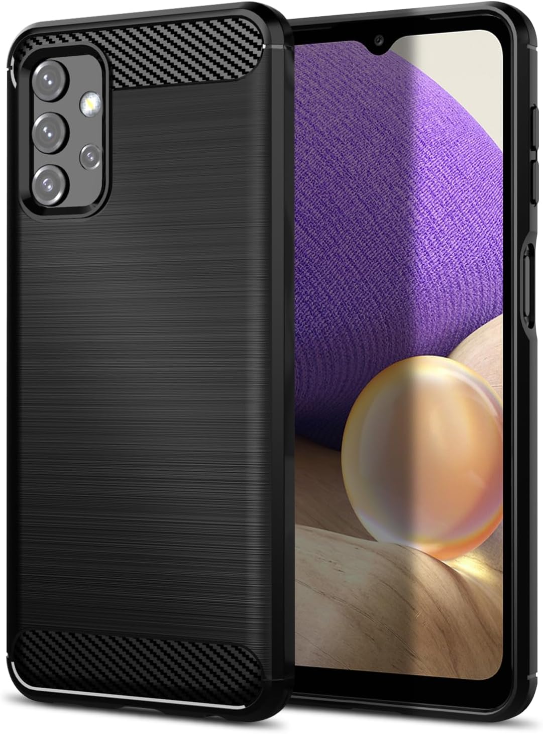 Funda compatible con Samsung Galaxy A32 5GM32 5G, funda de teléfono delgada con absorción de golpes, funda protectora de goma TPU de fibra de