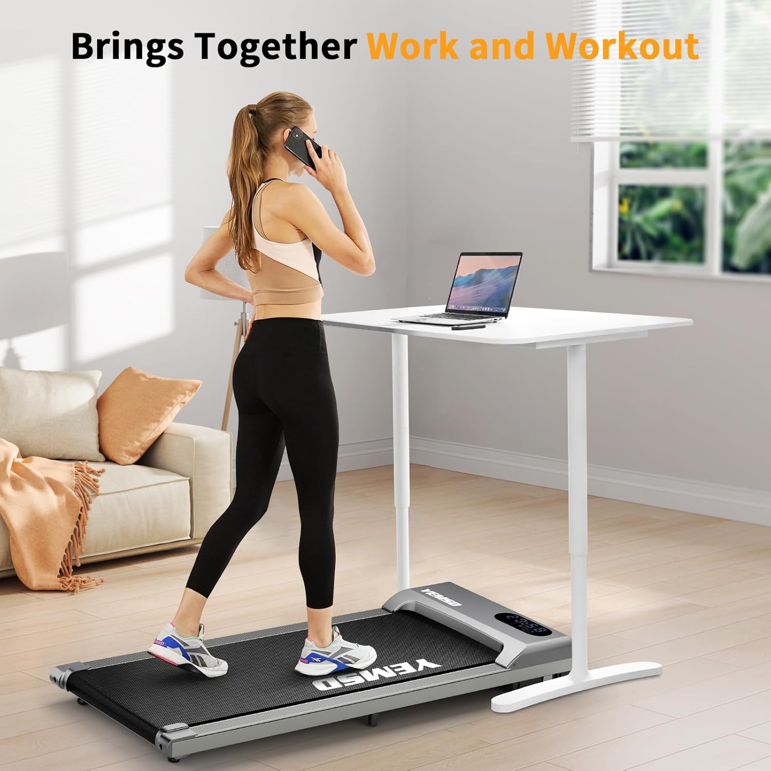 Walking Pad, Under Desk Treadmill for Home and Office, 2 in 1 Portable Walking Pad Treadmill with Remote Control, LED Display