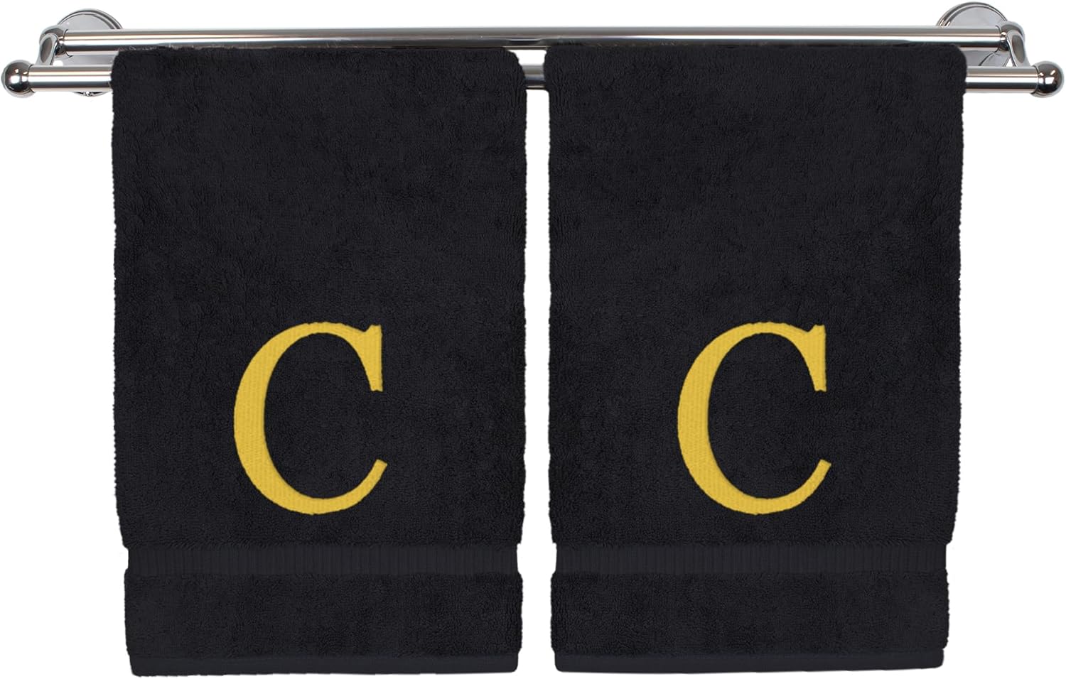 Juego de 2 toallas de mano con monograma, regalo personalizado, juego de 2 toallas bordadas con letras de bloque dorado, extra absorbente, 100%