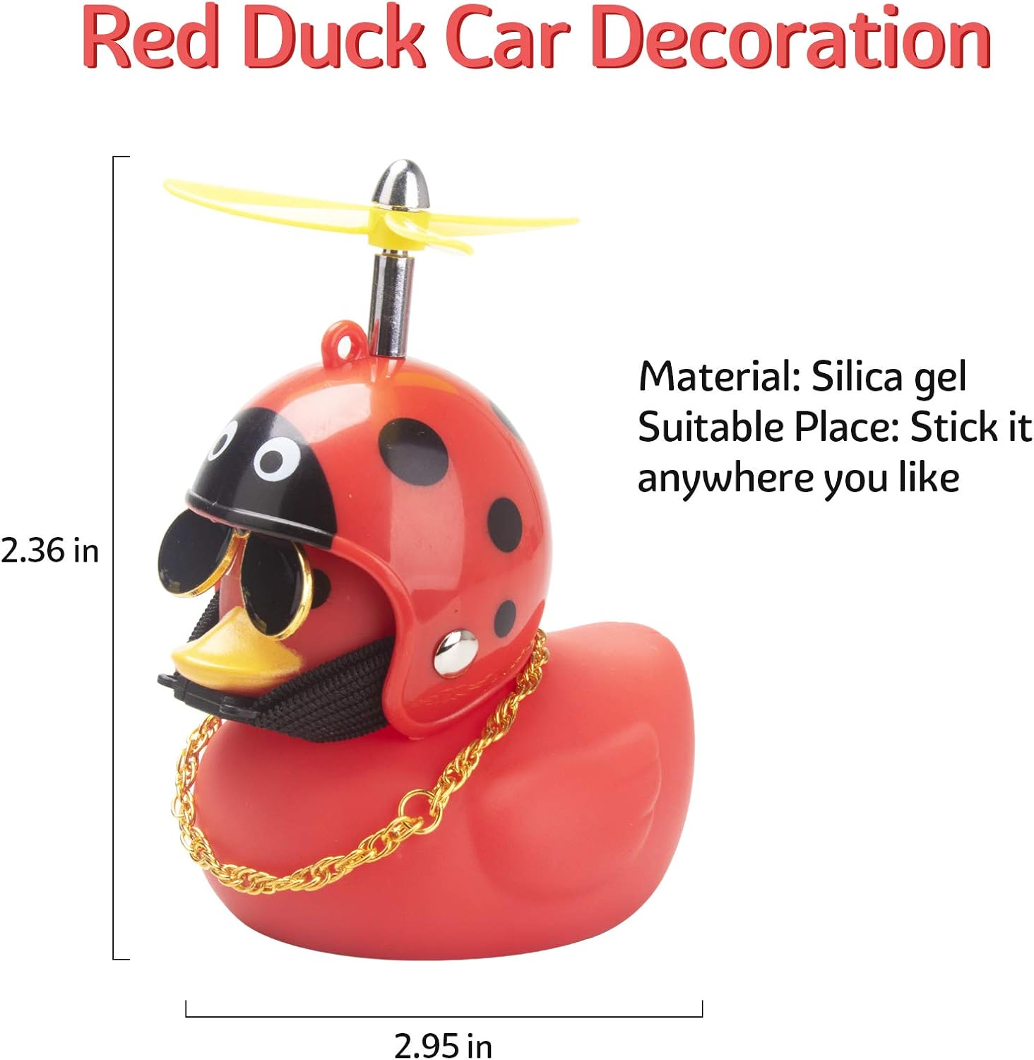 wonuu Adornos de pato de goma para decoración de automóvil, decoraciones de tablero de automóvil, gafas geniales de pato con casco de hélice