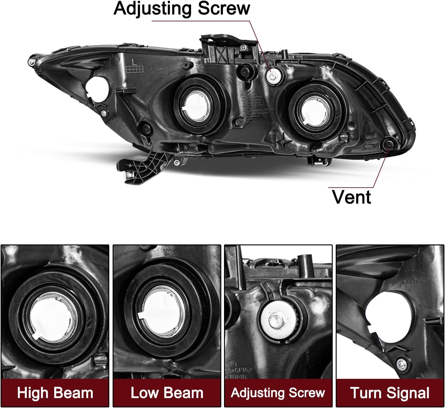 JSBOYAT Conjunto de faros delanteros para Honda Civic 4Dr Sedan 2012-2015  2012-2013 Honda Civic 2Dr Coupe OE Style (Faro izquierdo del conductor)