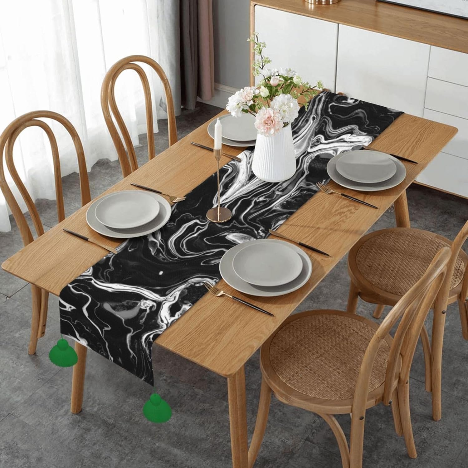 Black Dye Christmas Table Runner Dining Table Decor Christmas Decorations Indoor Home Decor Christmas Table Runners Xmas Navidad Decoracion 2023 for