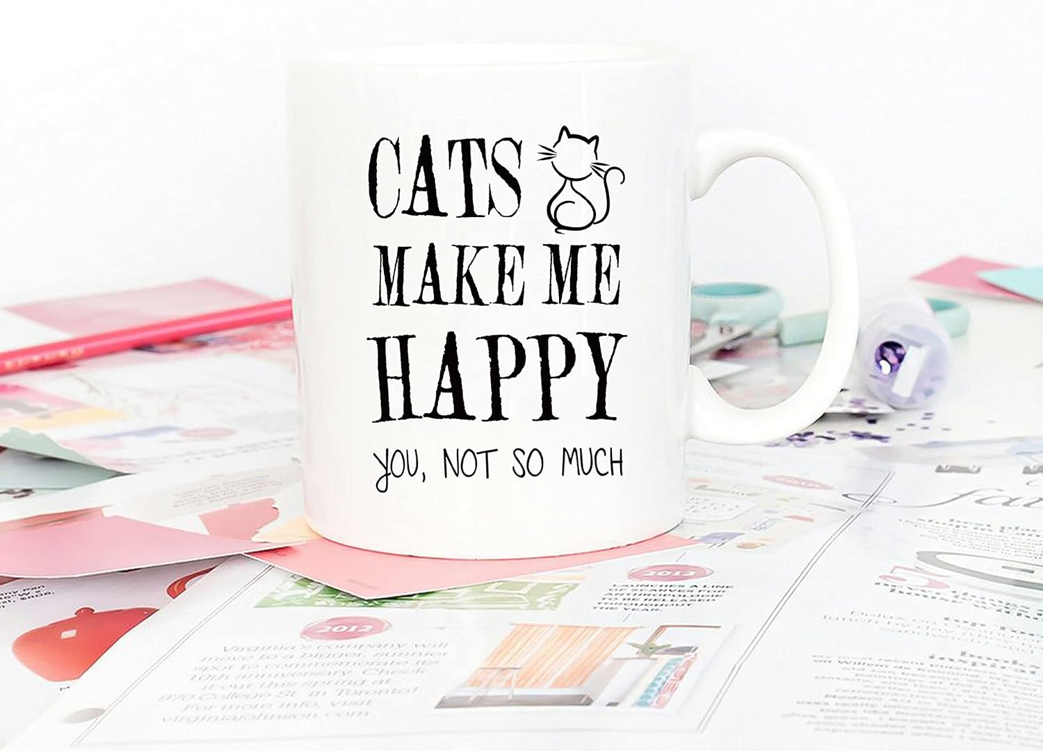 5Aup Divertida taza de café con diseño de gato para amantes de los gatos, gatos me hacen feliz, no much tazas, regalos de Navidad para gatos,
