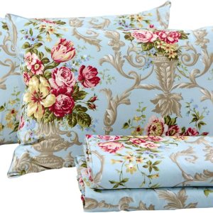FADFAY – Textiles para el hogar, sabana floral, estilo rústico, sábanas estilo floral hermoso, para cama matrimonial, individual y queen, juego de 4 FADFAY – Textiles para el hogar, sabana floral, estilo rústico, sábanas estilo floral hermoso, para cama matrimonial, individual y queen, juego de 4
