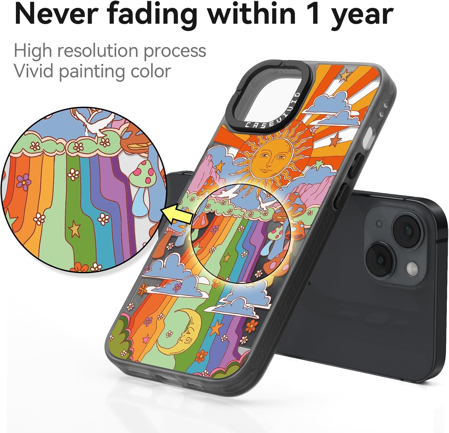 Funda compatible con iPhone 15, bonita estética, duradera y a la moda, divertida funda para teléfono, diseño de hongos femeninos para mujeres y
