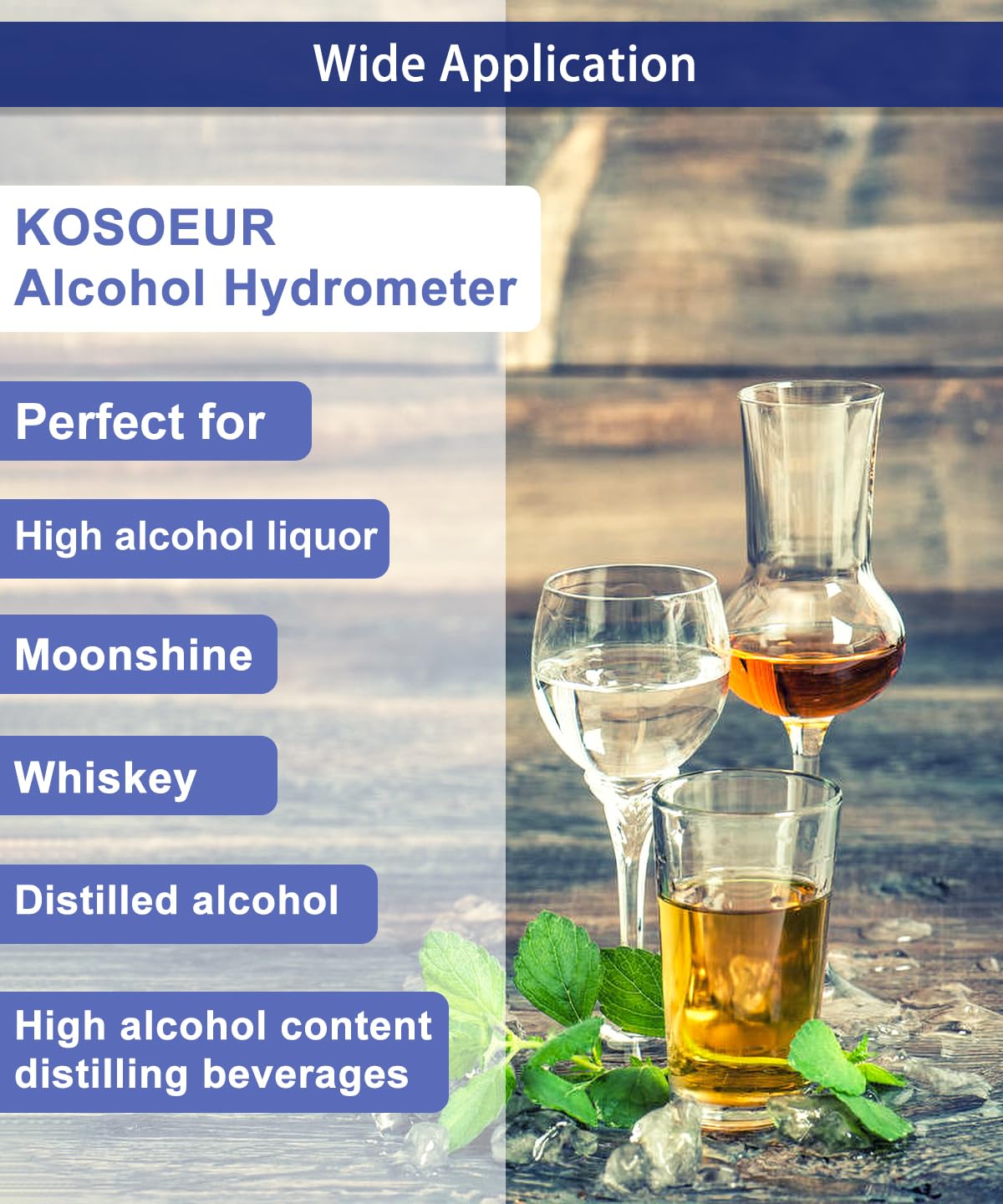 Kit de medidor de alcohol hidrómetro, hidrómetro de alcohol 0-200 a prueba y Tralle, probador de alcohol para licor, hidrómetro de alcohol para luz