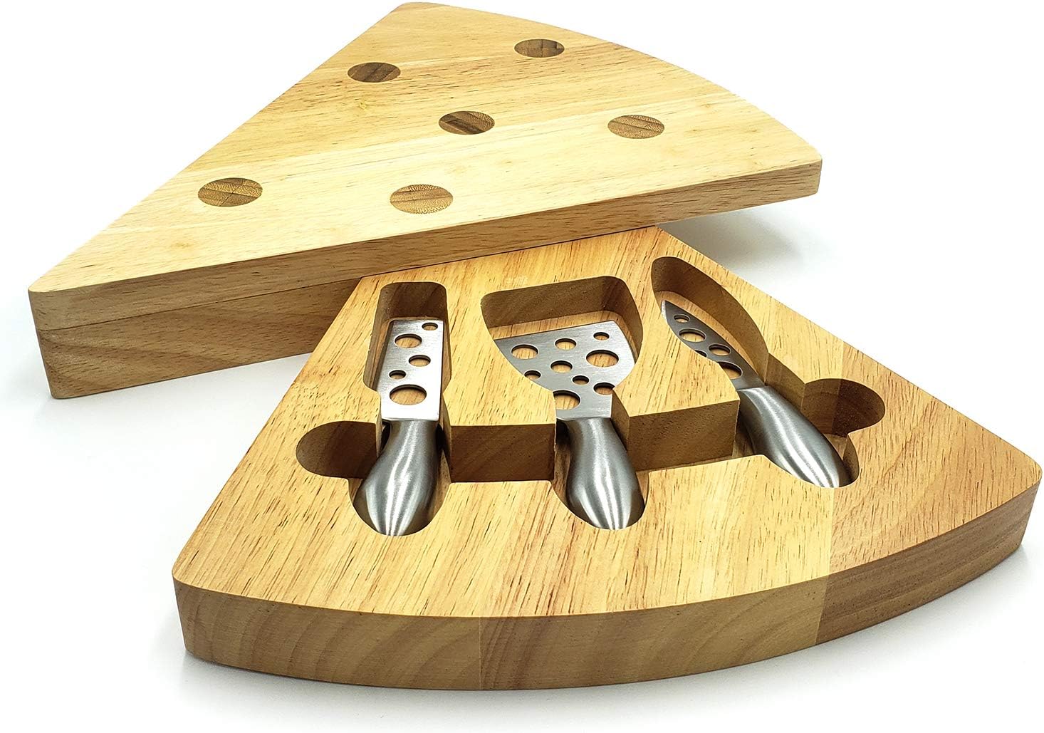 Juego de tablas de queso de madera de goma, plato de charcutería con juego de cubiertos, perfecto para cumpleaños, inauguración de la casa y regalos
