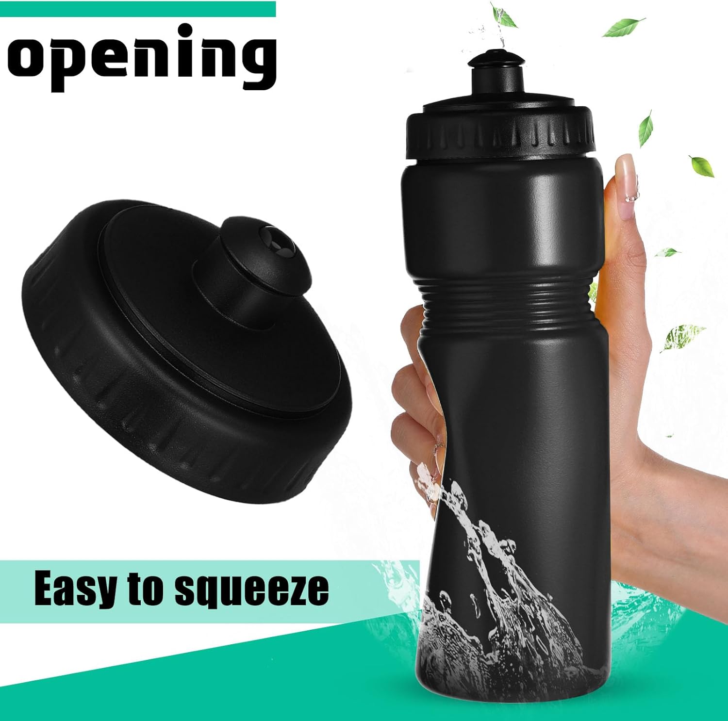 Sunnyray 10 botellas de agua deportivas reutilizables de 23 onzas, botellas de agua de plástico en blanco con tapa superior para niños y adultos,