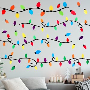 Cholemy 4 hojas de calcomanías de pared de Navidad, calcomanías de bombilla de Navidad, calcomanías de bombillas de colores, suministros de fiesta, Cholemy 4 hojas de calcomanías de pared de Navidad, calcomanías de bombilla de Navidad, calcomanías de bombillas de colores, suministros de fiesta,