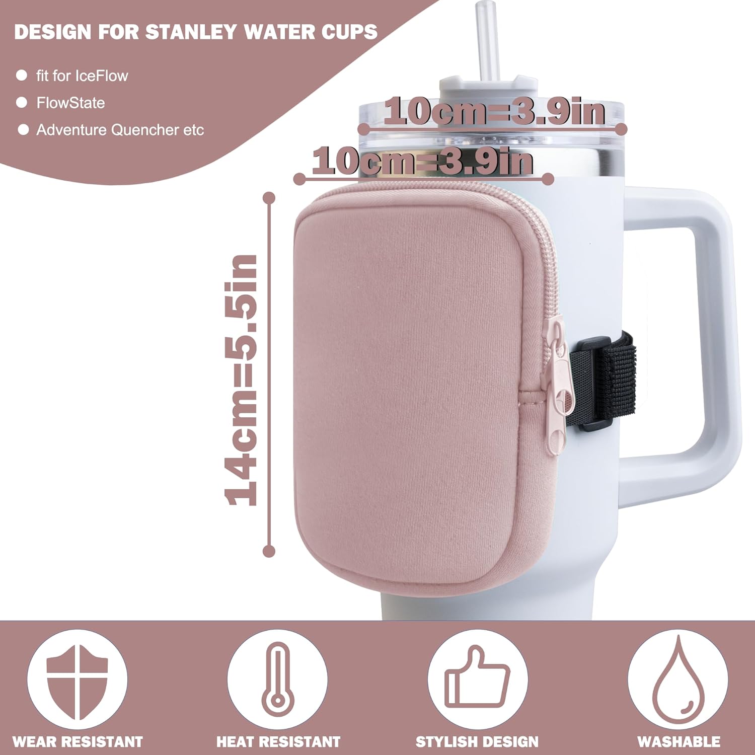 Bolsa para botella de agua Stanley de 40 onzas con asa, accesorios de gimnasio para mujer, bolsa para cinturón compatible con StanleySimple Modern