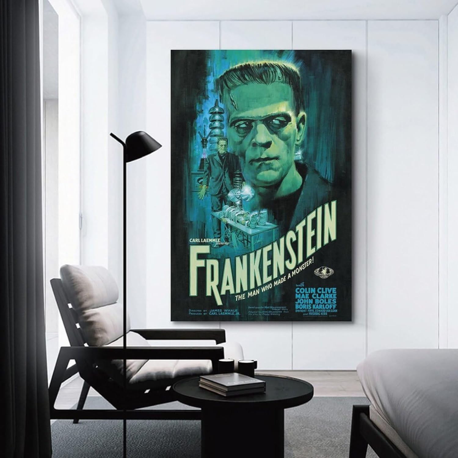Frankenstein – Póster de lienzo de película y álbum de música, pintura de pared, estética, decoración de habitación, 12 x 18 pulgadas (11.8 x 17.7