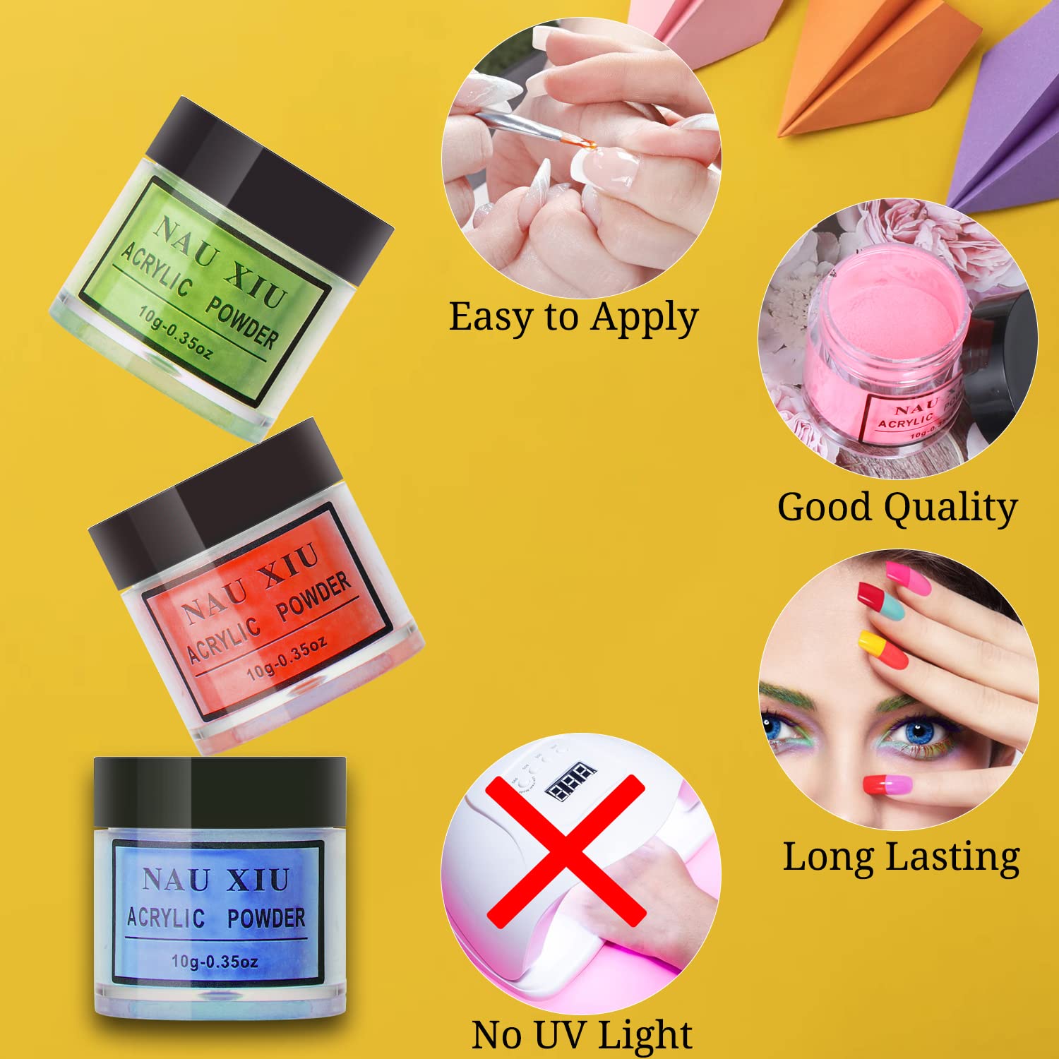 NAUXIU Juego de polvos acrílicos de 24 colores, polvo de uñas acrílico para uñas en polvo acrílico, diseño de arte, regalos de Navidad para mujeres