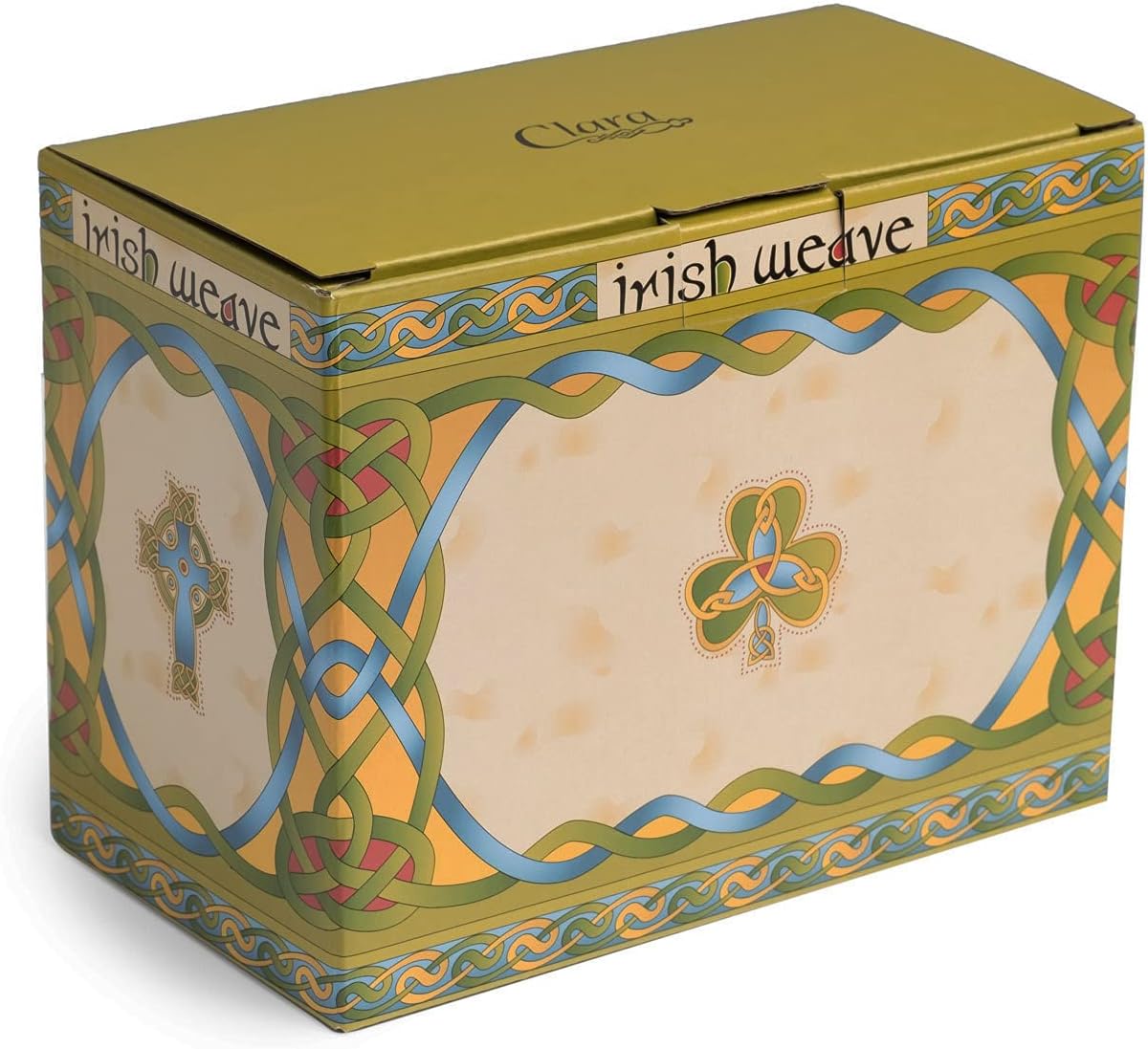 Royal Tara Juego de 1 taza de trébol irlandés y 1 soporte para bolsa de té, caja de tejido irlandés