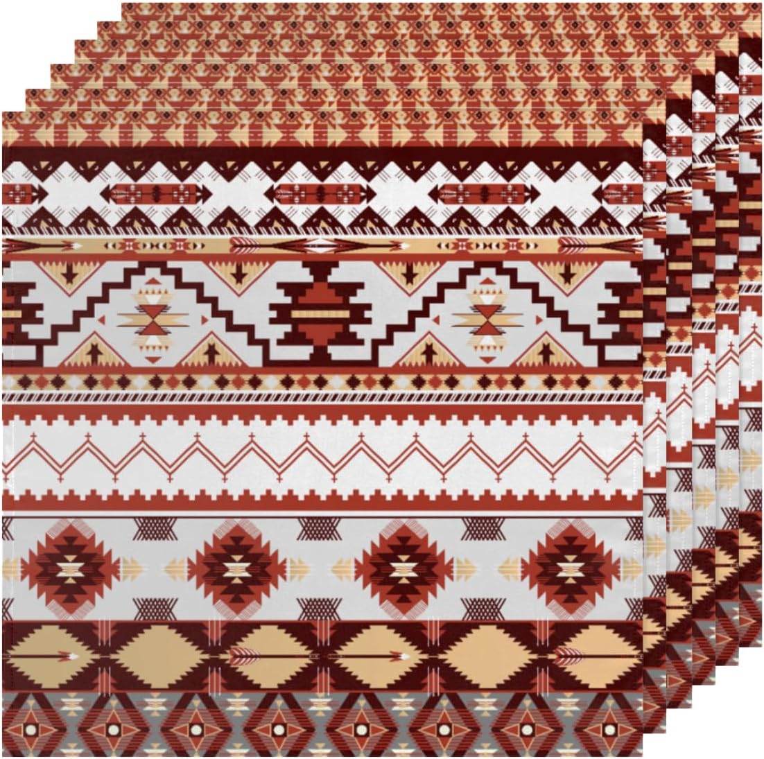 Cloth Napkins Set of 6 Aztec Geometric 20×20 Inch Cloth Napkins Ethnic Pattern Washable Reusable Kitchen Dinner Napkins Table Decor for Wedding,