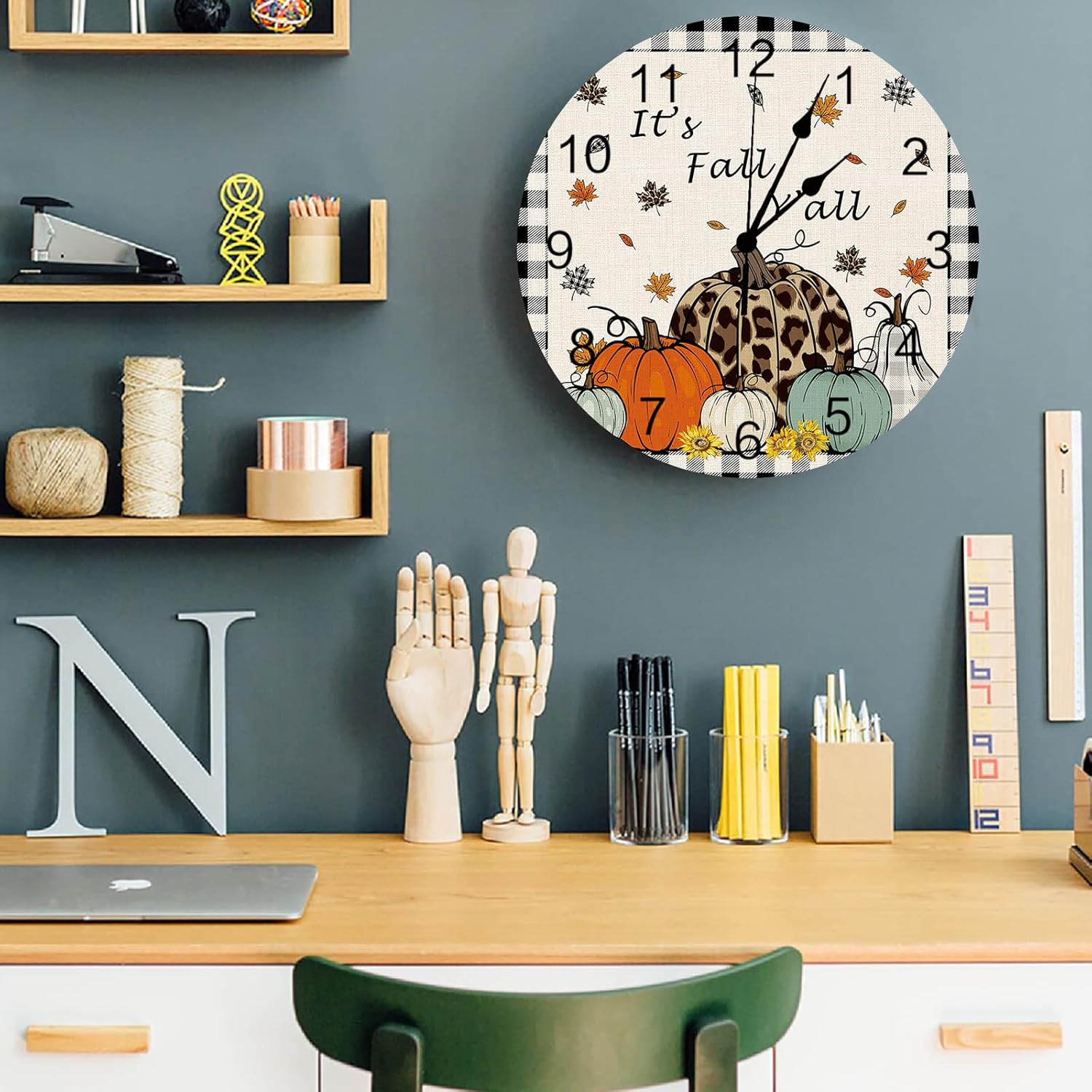 Silent – Reloj de pared decorativo sin tictac para cocina, dormitorio, baño, oficina, sala de estar, hogar, funciona con pilas, 10 pulgadas de