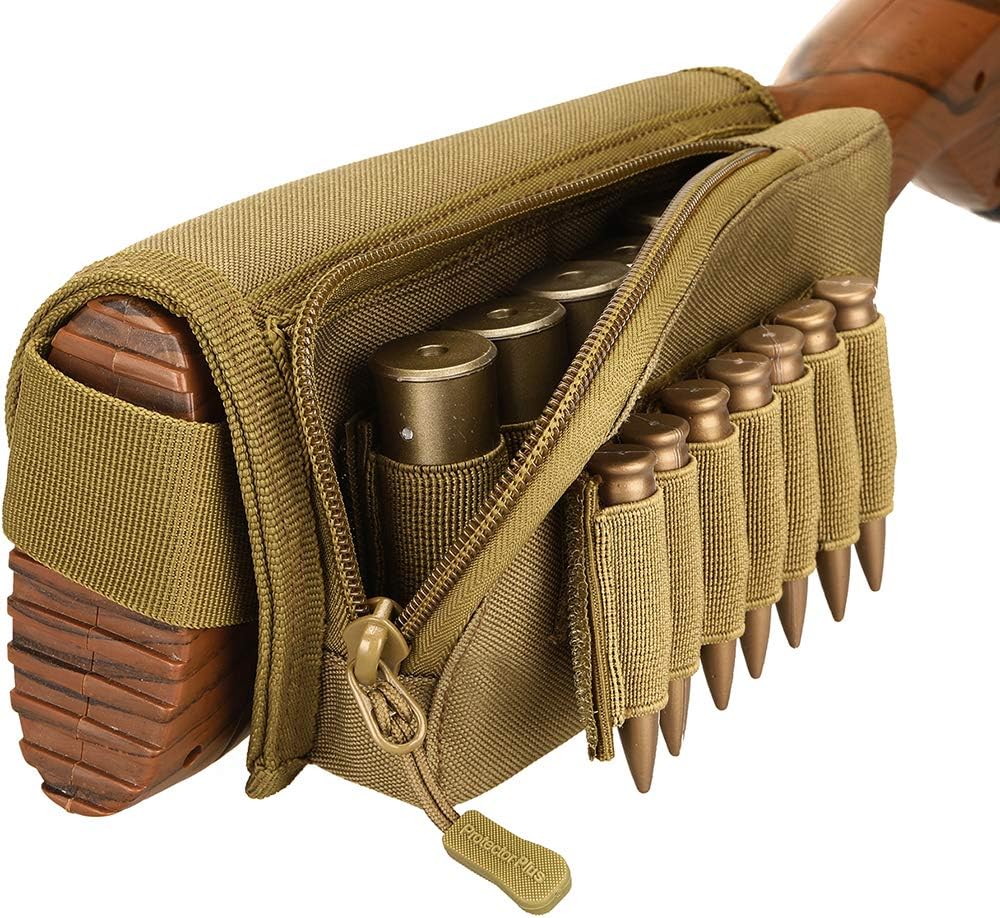 Buttstock – Soporte de carcasa táctica para escopeta, rifle, mejillas, bolsa de utilidad con doble cremallera de 2 vías