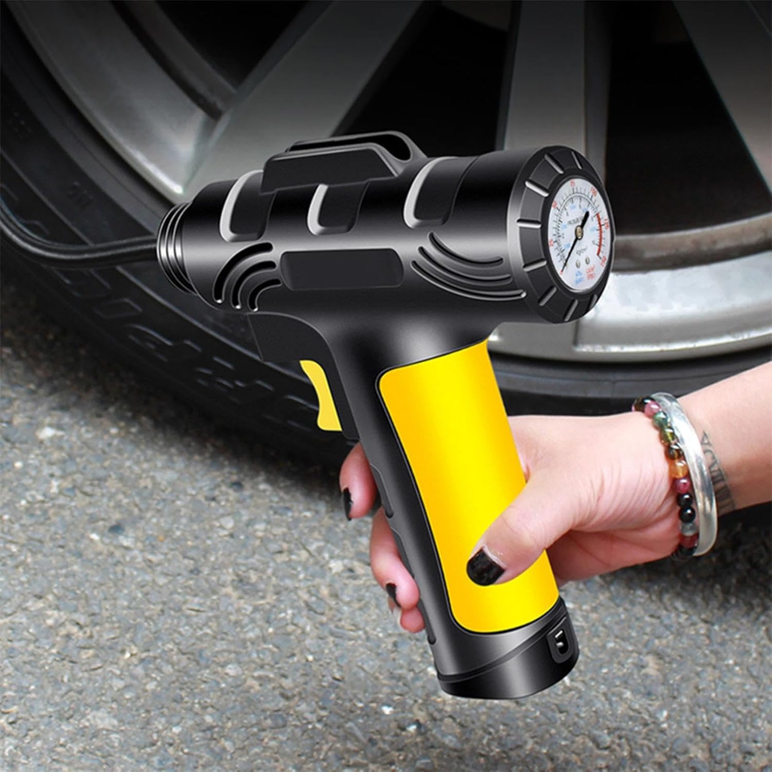Inflador automático de neumáticos de 12 V, compresor A-ir – Bomba de neumáticos portátil con medidor de presión digital, bomba de inflado recargable