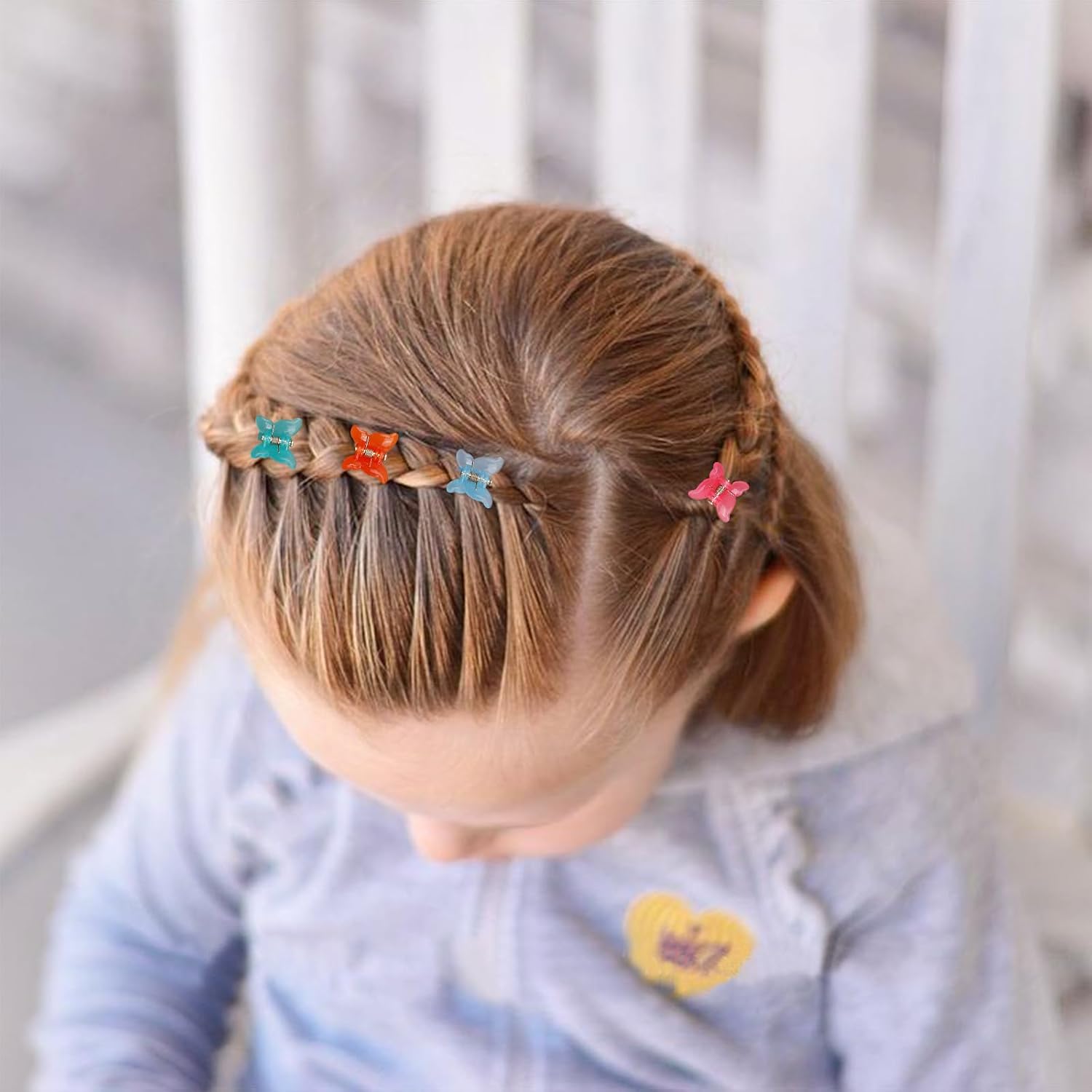 Choicbaby 80 mini pinzas de mariposa para el cabello para niñas, 10 colores, 90, mini pinzas para el cabello con caja, pinzas de garra para niños,
