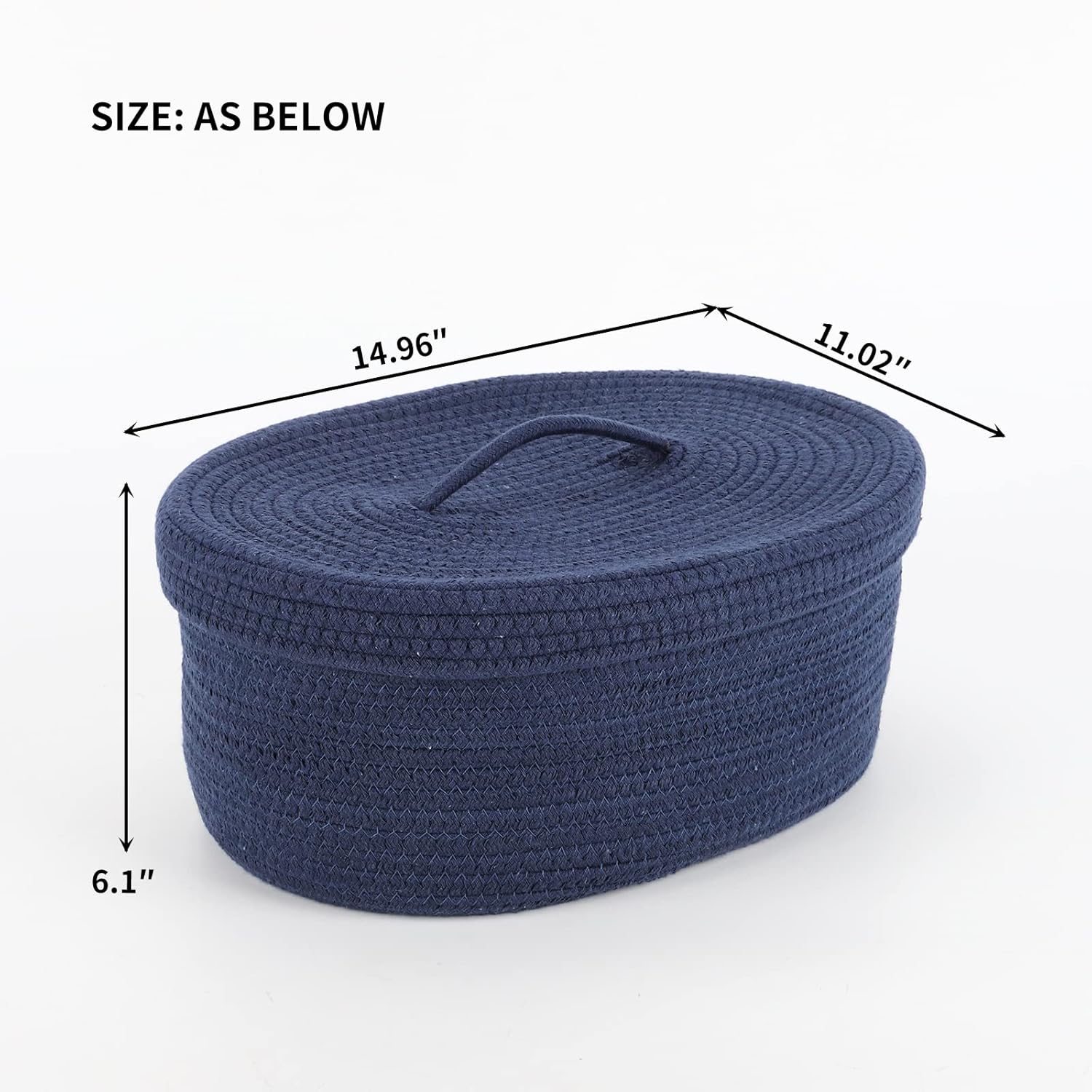 Cesta de almacenamiento de cuerda de algodón con tapa, cesta de almacenamiento de manta de cuerda tejida, contenedor de almacenamiento de guardería,