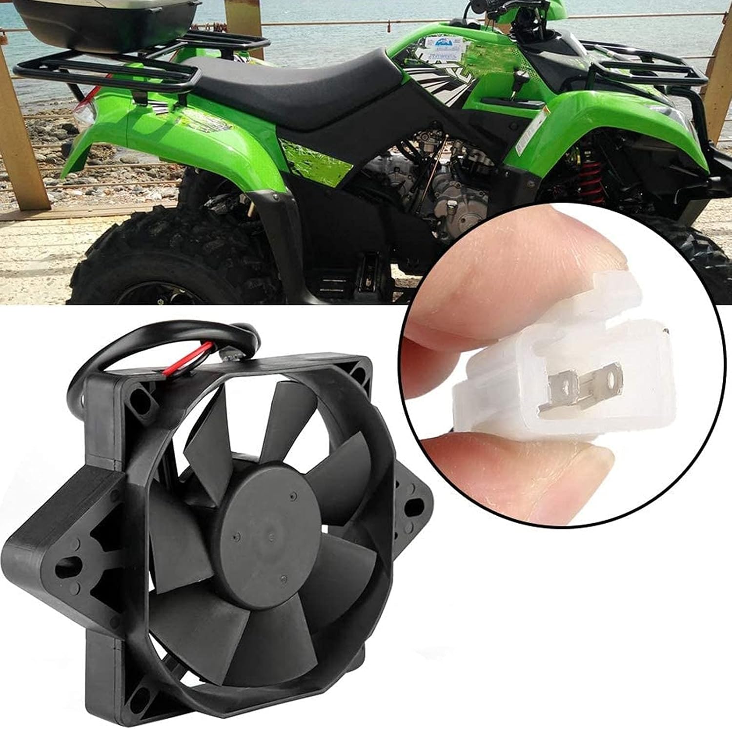 Ventilador de refrigeración negro de 12 V 15 W, accesorio eléctrico universal para 150cc 200cc 250cc moto ATV Go Kart kit de montaje