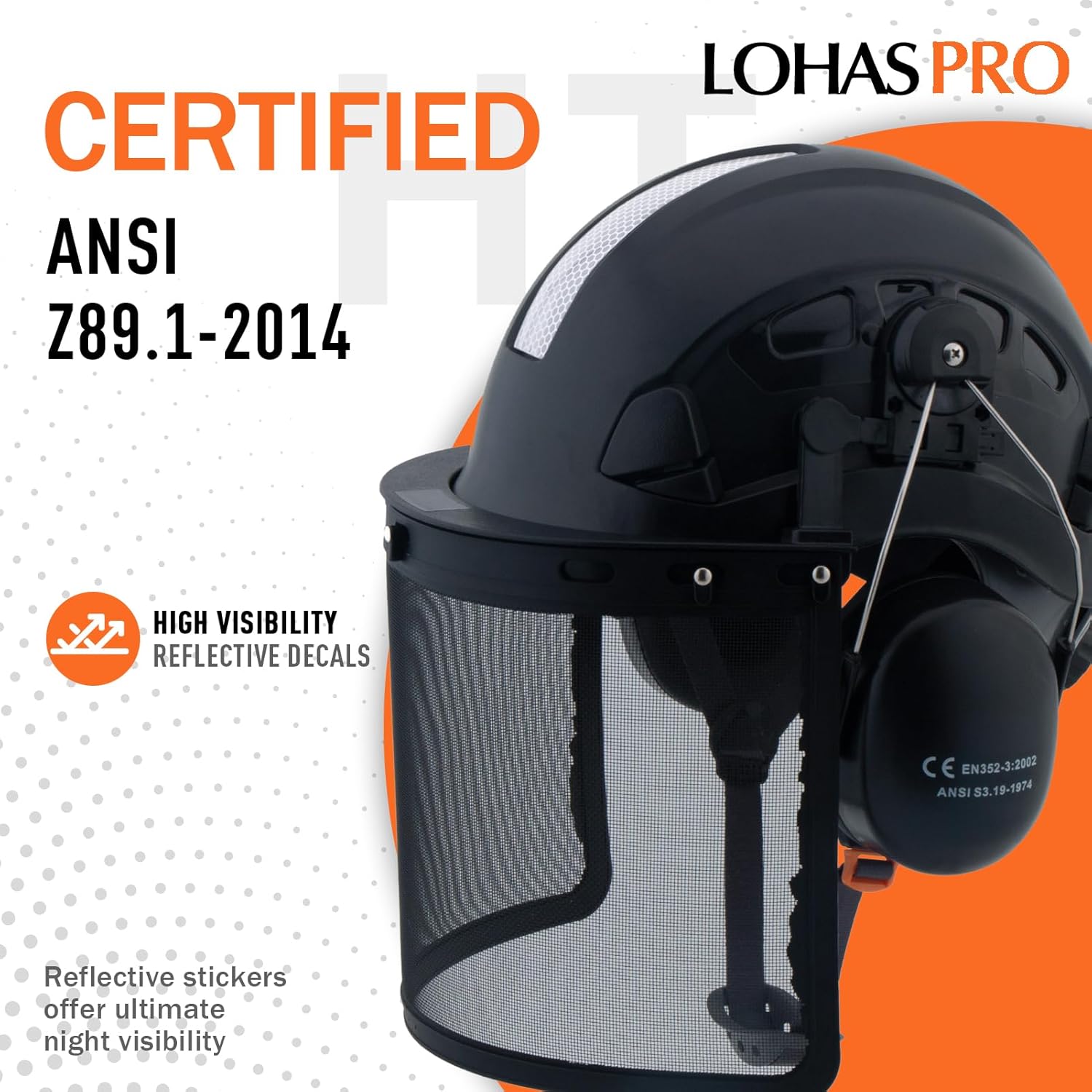 Casco de seguridad forestal con protector facial de malla y orejeras para tala de árboles, casco de arborista de madera (A2 negro + protector facial
