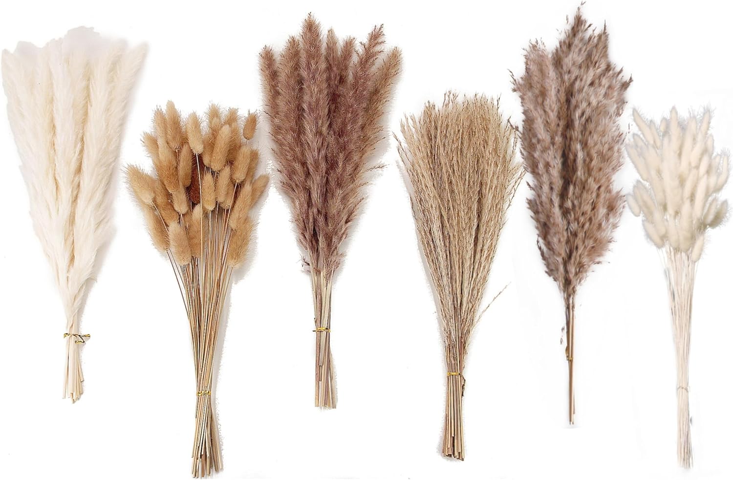 Decoración de hierba seca de las pampas, 120 piezas de hierba de las pampas con colas de conejo, ramo de hierba de caña para bodas, flores bohemias,