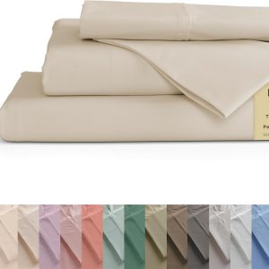 Sábanas de 100% algodón percal, tamaño individual XL, marfil, juego de 4piezas, 1sábana encimera, 1sábana bajera con bolsillos profundos y 2fundas Sábanas de 100% algodón percal, tamaño individual XL, marfil, juego de 4piezas, 1sábana encimera, 1sábana bajera con bolsillos profundos y 2fundas