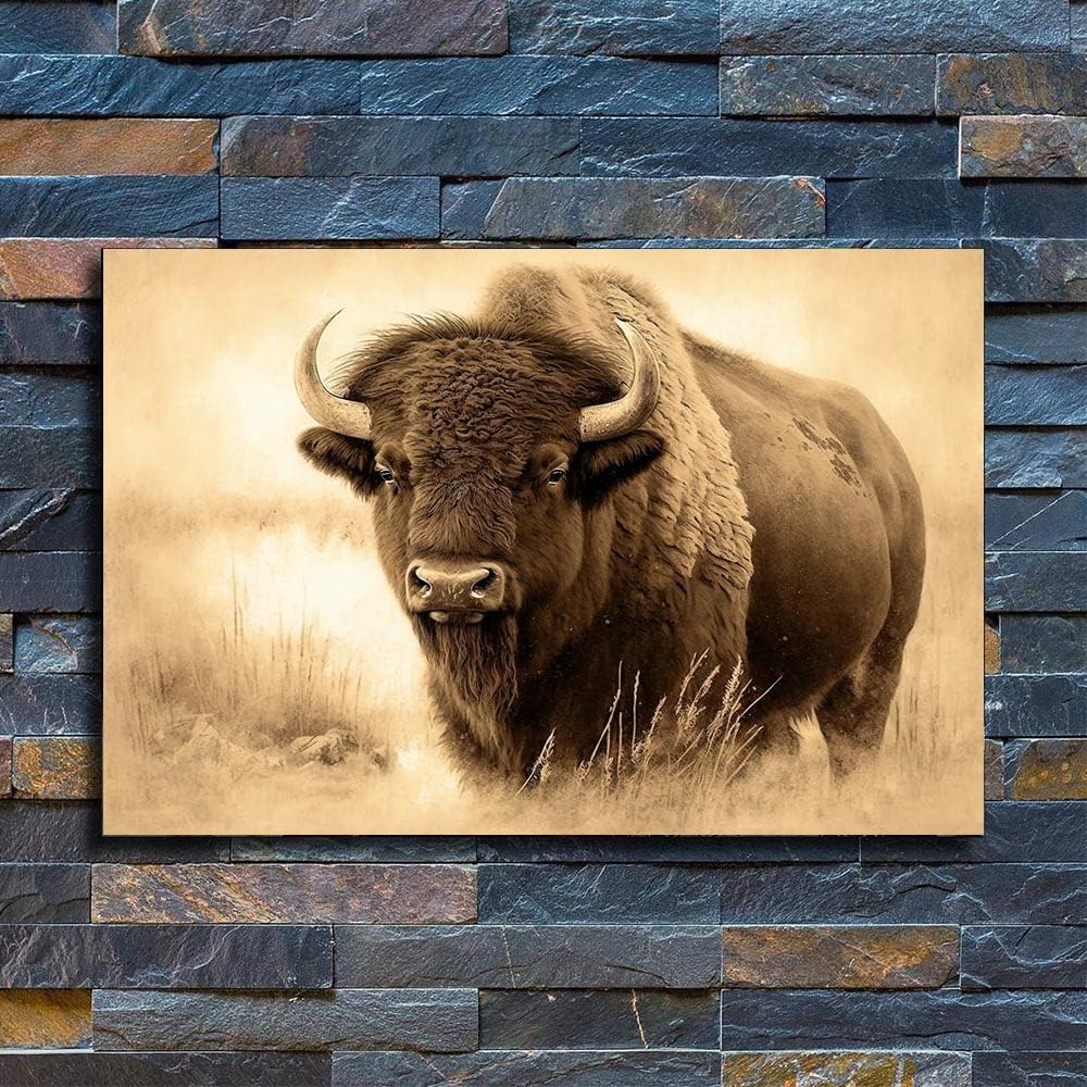 QQLADY Arte de pared de bisonte, arte de búfalo, arte de pared de búfalo, impresiones de búfalo, decoración inspirada en la naturaleza, decoración
